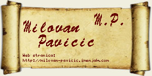 Milovan Pavičić vizit kartica